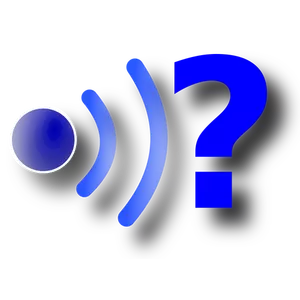 Drawing of wi-fi symbol with a question mark