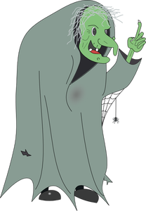 Witch in een hooded jurk vector afbeelding