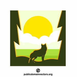 Wolf silueta vector clip art