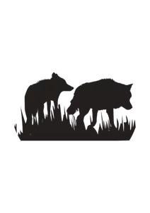 Wolves silhouette vector image
