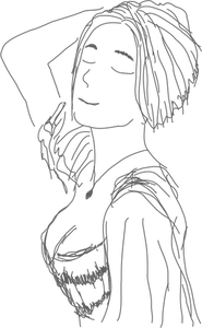 Desenho de mulher mostrando seu ombro vetorial