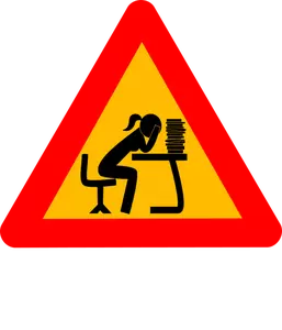 Woman at intellectual work road symbol