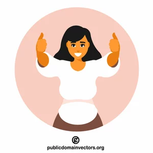 Woman holding thumbs up