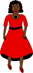 Nainen punaisessa mekossa