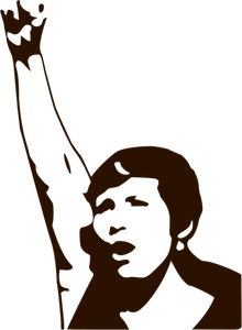 Silhouette vector drawing of a woman demonstrator