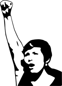 Vector drawing of woman power raised hand