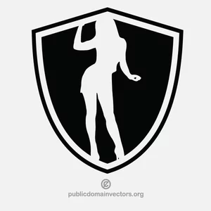 Logotipo del escudo de la silueta de la chica