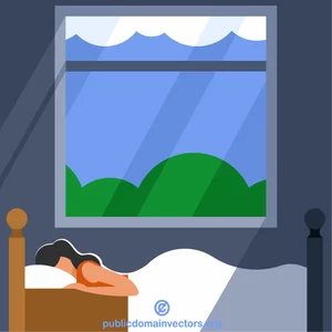 De slaap van de vrouw door het venster
