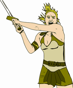 Vector clip art of medieval female warrior