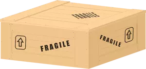 Image clipart vectoriel d'une caisse en bois faible charge fragile