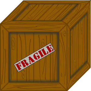 3D vector illustration of a wooden crate with fragile sticker