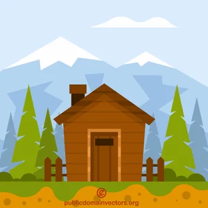 森の木造小屋