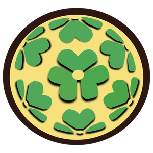 Vector illustration of seven leaves of wood sorrel in circle