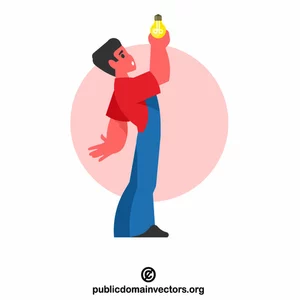 Worker screwing in a light bulb