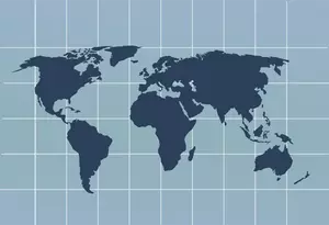 Världskarta med rutnät vektorbild