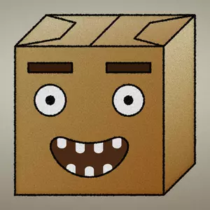 Kotak kertas dengan senyum bengkok