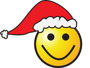 Smiley with elf hat vector
