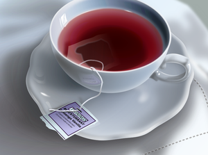 Cangkir teh dengan kantong teh