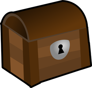 Vector image of closed wooden chest with a lock