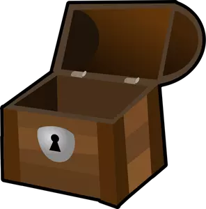 An open wooden chest with a lock vector clip art