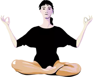 Vector drawing of lady practicing yoga