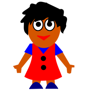 Vektör küçük resim Kırmızı elbiseli mutlu Afro-Amerikan kız