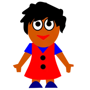 Clip art wektor zadowolony afro-amerykański dziewczynki w czerwonej sukience