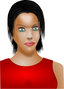 Vector illustratie van blauwe eyed lady in rode shirt