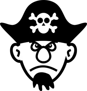 Vector graphics of big nosed young pirate with beard