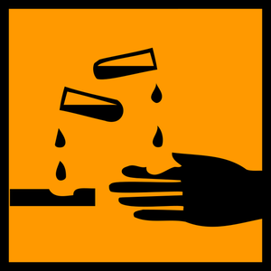 Desenho de vetor de sinal de aviso de líquidos corrosivos
