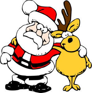 Vektor-Illustration von Santa und Elch auf weißem Hintergrund