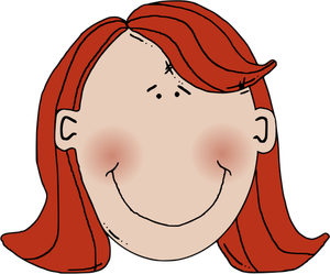 Ilustracja kreskówka wektor kobiety Rude włosy i twarz zarumieniła