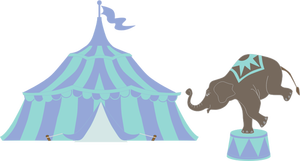 Vector clip art of circus tent with elephant
