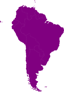 Mapa del vector del continente de América del sur