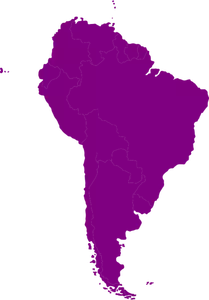 Vector kaart van Zuid-Amerikaanse continent