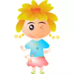 Vector graphics of girl with short blond hair