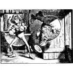 Vectorafbeeldingen van gevechten scène uit Alice in Wonderland