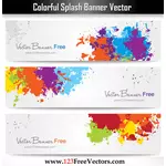 Värikkäitä bannereita, joissa on paint splash