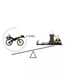 1 million electric bikes vs nuclear power plant vector illustration