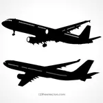 Gedetailleerde vliegtuig silhouetten