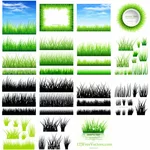 Grafik paketi çimen siluetleri