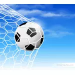Fußball Ball im Tor im Netz