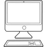 Imagem de vetor de configuração de computador desktop de contorno