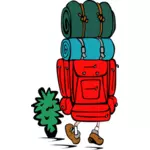 Vector illustration of a backpacker in color