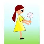 Fille avec dessin vectoriel de lollipop