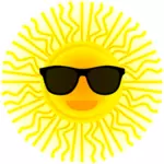 Soarele cu ochelari de soare de desen vector
