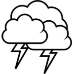 رمز التنبؤ بالطقس بالأبيض والأسود لرسومات ناقلات الرعد