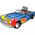הכלב בתמונה וקטורית מכונית ספורט