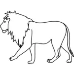 Vector image of walking lion line art
