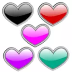 रंगीन कांच दिलों वेक्टर छवि